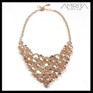 AMRITA SINGH Agatha Bib Necklace Gold & Citrine Austrian Crystals